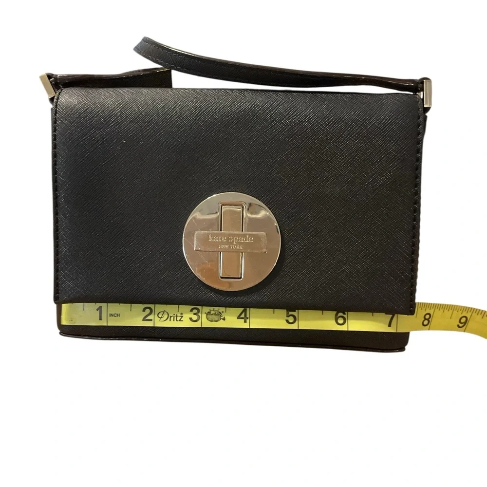 Kate Spade NY Black SAFFIANO Leather cross‎ Bag with Gold Accents